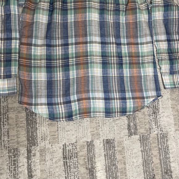 Tommy Bahama Mens LARGE Plaid Long Sleeve 100% Linen Button Down Shirt - Picture 6 of 11